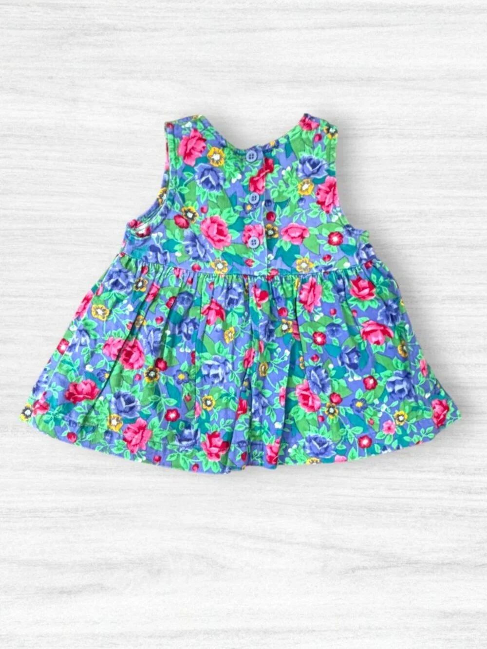Vintage 90s Oshkosh Baby B’gosh Floral Jumper Dress Sundress USA Pink Rose 18M